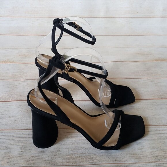 Sam Edelman Kia Suede Ankle Strap Heel Sandals Black Women's Size 10M Square Toe - Picture 9 of 16